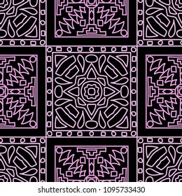 Seamless background.  Indian color pattern for paper or cover. Abstract geometrical ethnic ornament with northern motifs. Vector texture.