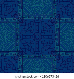 Seamless background.  Indian color pattern for wallpaper or cloth design. Abstract geometrical ethnic ornament with northern motifs. Vector texture.