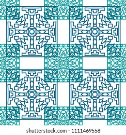 Seamless background.  Indian color pattern for paper or cover. Abstract geometrical ethnic ornament with northern motifs. Vector texture.