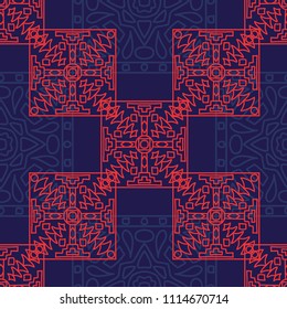 Seamless background.  Indian color pattern for paper or cover. Abstract geometrical ethnic ornament with northern motifs. Vector texture.