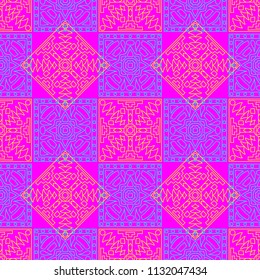 Seamless background.  Indian color pattern for paper or cover. Abstract geometrical ethnic ornament with northern motifs. Vector texture.