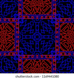 Seamless background.  Indian color pattern for paper or cover. Abstract geometrical ethnic ornament with northern motifs. Vector texture.