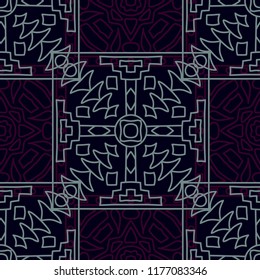 Seamless background.  Indian color pattern for wallpaper or cloth design. Abstract geometrical ethnic ornament with northern motifs. Vector texture.