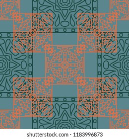 Seamless background.  Indian color pattern for paper or cover. Abstract geometrical ethnic ornament with northern motifs. Vector texture.