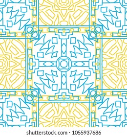 Seamless background.  Indian color vector pattern for paper or cover. Abstract geometrical ethnic ornament with northern motifs. Vector texture.