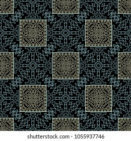 Seamless background.  Indian color vector pattern for wallpaper or cloth design. Abstract geometrical ethnic ornament with northern motifs. Vector texture.