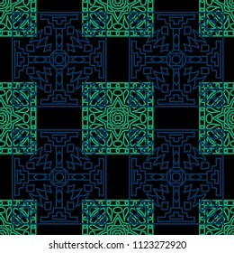 Seamless background.  Indian color vector pattern for paper or cover. Abstract geometrical ethnic ornament with northern motifs. Vector texture.