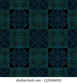 Seamless background.  Indian color vector pattern for fabric or paper. Abstract geometrical ethnic ornament with northern motifs. Vector texture.