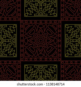 Seamless background.  Indian color vector pattern for fabric or paper. Abstract geometrical ethnic ornament with northern motifs. Vector texture.