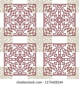 Seamless background.  Indian color vector pattern for paper or cover. Abstract geometrical ethnic ornament with northern motifs. Vector texture.