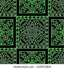 Seamless background.  Indian color vector pattern for wallpaper or cloth design. Abstract geometrical ethnic ornament with northern motifs. Vector texture.