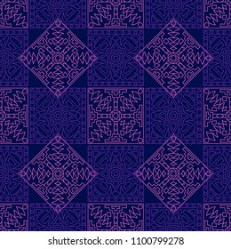 Seamless background.  Indian color background for wallpaper or cloth design. Abstract geometrical ethnic ornament with northern motifs. Vector texture.