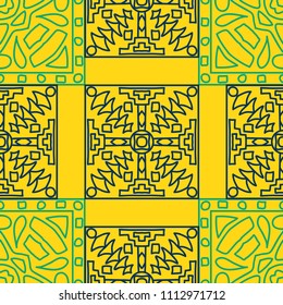 Seamless background.  Indian color background for wallpaper or cloth design. Abstract geometrical ethnic ornament with northern motifs. Vector texture.