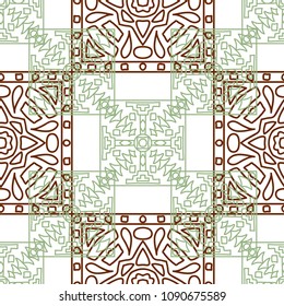 Seamless background.  Indian colorful vector background for wallpaper or cloth design. Abstract geometrical ethnic ornament with northern motifs. Vector texture.
