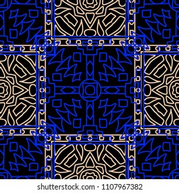 Seamless background.  Indian colorful vector background for fabric or paper. Abstract geometrical ethnic ornament with northern motifs. Vector texture.