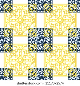 Seamless background.  Indian colorful vector background for fabric or paper. Abstract geometrical ethnic ornament with northern motifs. Vector texture.