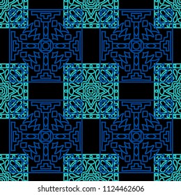 Seamless background.  Indian colorful vector background for paper or cover. Abstract geometrical ethnic ornament with northern motifs. Vector texture.
