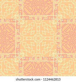 Seamless background.  Indian colorful vector background for fabric or paper. Abstract geometrical ethnic ornament with northern motifs. Vector texture.