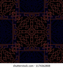 Seamless background.  Indian colorful vector background for wallpaper or cloth design. Abstract geometrical ethnic ornament with northern motifs. Vector texture.