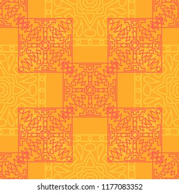 Seamless background.  Indian colorful vector background for wallpaper or cloth design. Abstract geometrical ethnic ornament with northern motifs. Vector texture.
