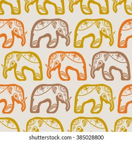 Seamless background with Indian elephants.