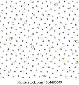 Seamless background with irregular dots, spots and circles. Dry brush and ink pattern.