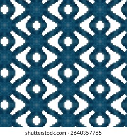 seamless background isolated on white in blue tones, with Mediterranean folk motifs, with halftone mosaic effect