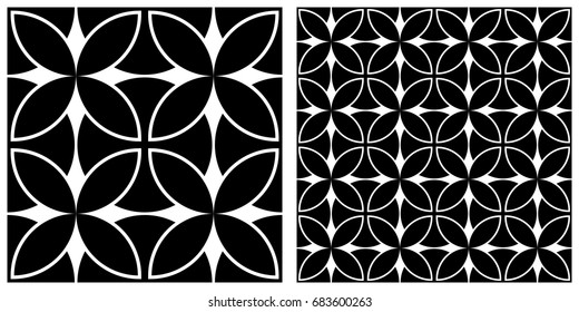 seamless background of ixora  on transparent background. Left is single pattern . Right is assembly of four patterns
