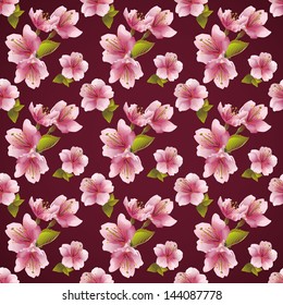 Seamless background with Japanese cherry tree sakura blossom. Elegant floral seamless pattern. Beautiful vector background.
