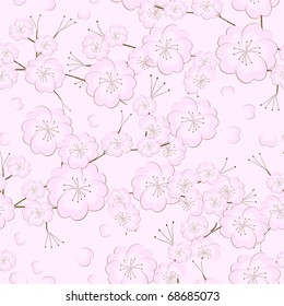 Seamless background japanese cherry tree