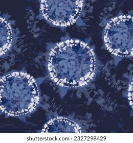 Seamless background Japanese Kimono. Organic Texture Element Wabi Sabi, coloration in Tie Dye, Ikat . Minimalist Asian Boho Pattern. Watercolour vector Texture. Indigo shibori background