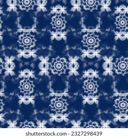 Seamless background Japanese Kimono. Organic Texture Element Wabi Sabi, coloration in Tie Dye, Ikat . Minimalist Asian Boho Pattern. Watercolour vector Texture. Indigo shibori background