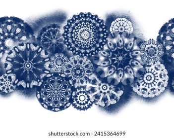 Seamless background Japanese Kimono. Organic Texture Element Wabi Sabi, coloration in Tie Dye, Ikat . Minimalist Asian Boho Pattern. Watercolour vector Texture. Indigo shibori background