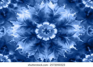 Seamless background Japanese Kimono. Organic Texture Element Wabi Sabi, coloration in Tie Dye, Ikat . Minimalist Asian Boho Pattern. Watercolour vector Texture. Indigo shibori background