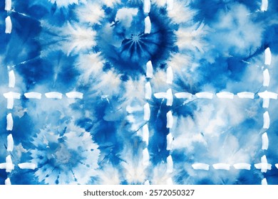 Seamless background Japanese Kimono. Organic Texture Element Wabi Sabi, coloration in Tie Dye, Ikat . Minimalist Asian Boho Pattern. Watercolour vector Texture. Indigo shibori background