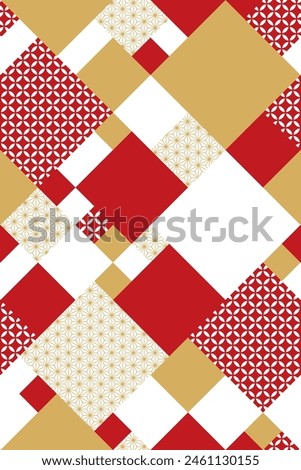 seamless background of Japanese patterns and squares