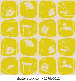 Seamless background with Japanese symbols for your design