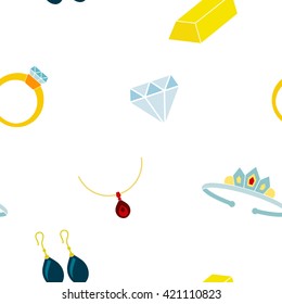 Seamless background with jewelry icons for your design