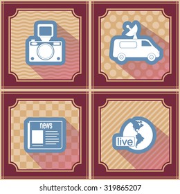 Seamless background with journalism icons for your design
