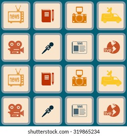 Seamless background with journalism icons for your design