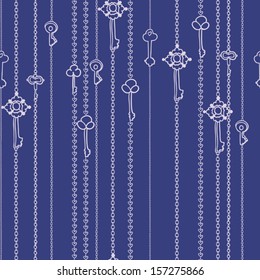 seamless background with the keys hanging on chains