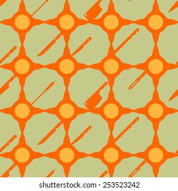 Seamless background with kitchen knifes for your design