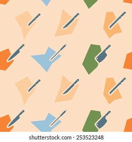 Seamless background with kitchen knifes for your design