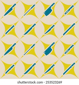 Seamless background with kitchen knifes for your design