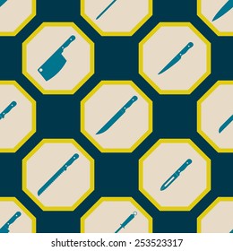 Seamless background with kitchen knifes for your design