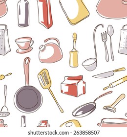 Seamless background with kitchen utensil