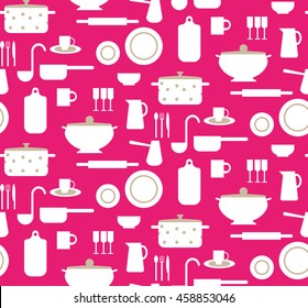 Seamless background with kitchen utensils