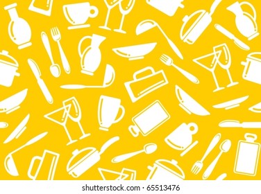 Seamless background of kitchen ware