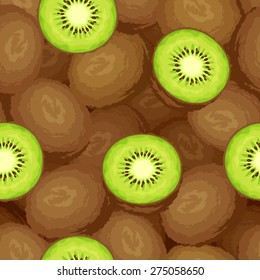 Seamless background with kiwi fruits. Vector illustration.