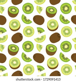 Seamless background with kiwis different positions
